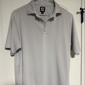 FootJoy Men's Golf Polo Shirt - White with Black Stripes